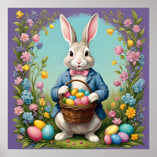 Boho Osterhase, Vintag Osterhase, Ostern Poster (Vorne)