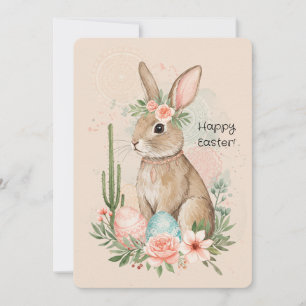 Boho-Osterhasen-Druckkarte – Whimsical Feiertagskarte