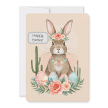 Boho-Osterhasen-Druckkarte – Whimsical