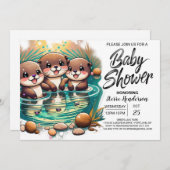 Boho Otter Adventure Baby Shower Einladung (Vorne/Hinten)