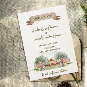 Boho Outdoor Aquarell Zelt Hochzeit Save the Date