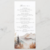 Boho Outdoor Mountain Wedding Menu Menükarte (Vorderseite)