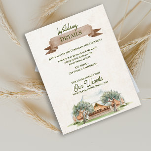 Boho Outdoor Rustikale Zelt-Camping-Hochzeit Detai Begleitkarte