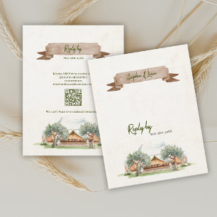 Boho Outdoor Zelt Hochzeit RSVP Karte mit QR-Code