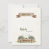 Boho Outdoor Zelt Hochzeit RSVP Karte mit QR-Code (Vorderseite)