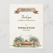 Boho Outdoor Zelt  Rustikale Camping-Hochzeit Dank Postkarte (Vorderseite)