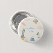 Boho Outer Space Rakete Baby Shower für werdende M Button (Vorne & Hinten)