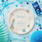 Boho Outer Space Raketenjunge Baby Shower Pappteller (Party)