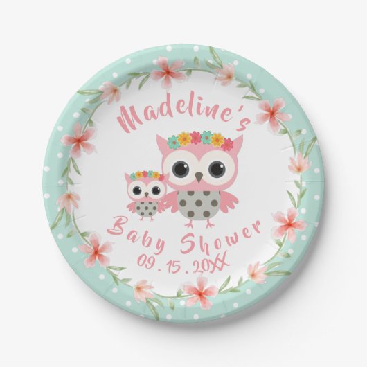 Boho Owl Baby Duschpapier Teller (Vorderseite)