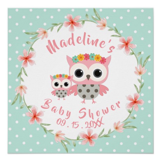 Boho Owl Baby Shower Poster (Vorderseite)