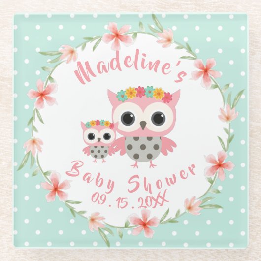 Boho Owl Baby Showglas Untersetzer (Vorderseite)