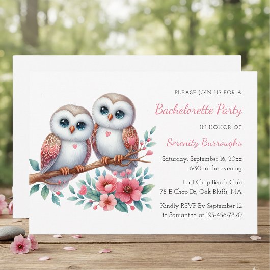 Boho Owl Couple Rustic Bachelorette Party Einladung
