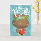 Boho Owl Happy Valentine's Day Karte (Gelbe Blume)