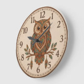 Boho Owl Large Wall Clock Große Wanduhr (Winkel)