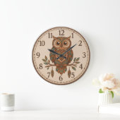 Boho Owl Large Wall Clock Große Wanduhr (Zuhause)
