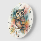 Boho Owl Large Wall Clock Große Wanduhr (Winkel)