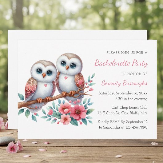 Boho Owl Woodland Rustic Bachelorette Party Einladung