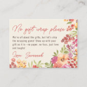 Boho Painted Floral No Gift Wrap Brautparty Begleitkarte (Vorderseite)