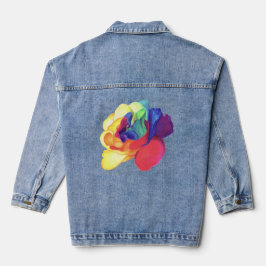 Boho Painted Rainbow Rose Jeansjacke