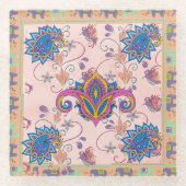 Boho paisley and elephant pattern_lmandala artwork glasuntersetzer (Vorderseite)