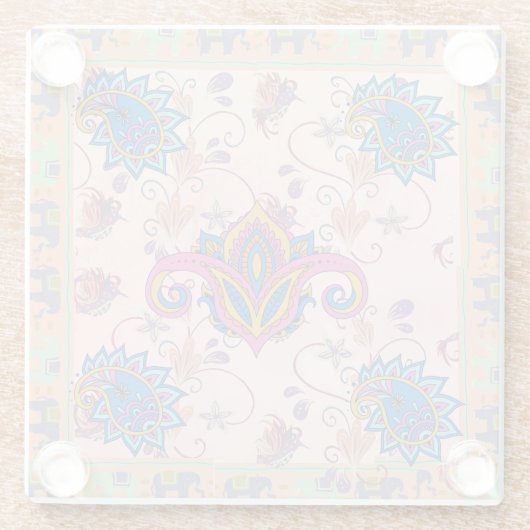 Boho paisley and elephant pattern_lmandala artwork glasuntersetzer (Rückseite)