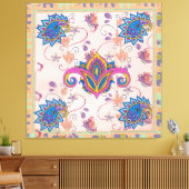 Boho paisley and elephant pattern_lmandala artwork leinwanddruck (Insitu (Wohnzimmer))