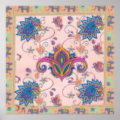 Boho paisley and elephant pattern_lmandala artwork poster (Vorne)