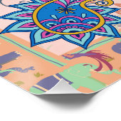 Boho paisley and elephant pattern_lmandala artwork poster (Ecke)