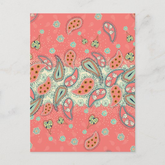 Boho Paisley Border Postkarte (Vorderseite)