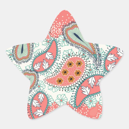 Boho Paisley Border Stern-Aufkleber (Vorderseite)