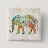 Boho Paisley Elefant II Button (Vorderseite)