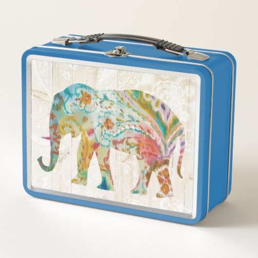 Boho Paisley Elefant II Metall Lunch Box (Vorderseite)
