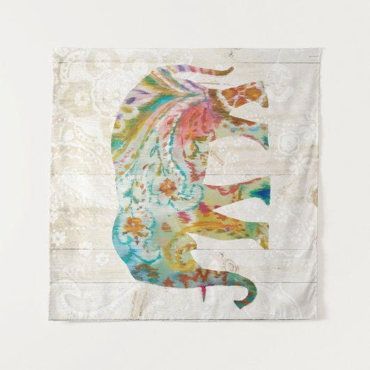 Boho Paisley Elefant II Wandteppich (Vorderseite)