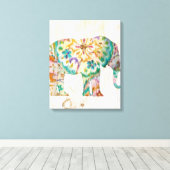 Boho Paisley Elephant I Leinwanddruck (Insitu (Holzboden))