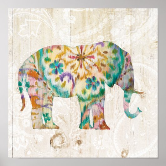 Boho Paisley Elephant I Poster (Vorne)