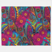 Boho Paisley Floral Fleecedecke (Vorderseite (Horizontal))