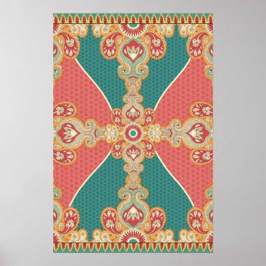 Boho Paisley Großes Kunstposter Poster (Vorne)