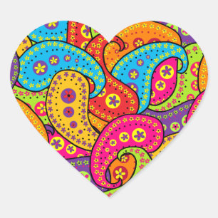 Boho Paisley Herz-Aufkleber