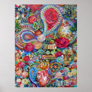 Boho Paisley Liebe einander Poster