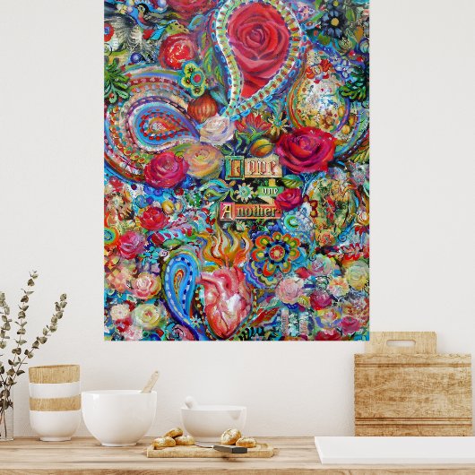 Boho Paisley Liebe einander Poster (Küche)
