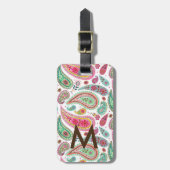Boho Paisley Multicolor mädchenhaft monogramm Gepäckanhänger (Vorderseite vertikal)