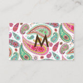 Boho Paisley Multicolor mädchenhaft monogramm Visitenkarte (Vorderseite)