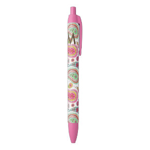 Boho-Paisley-Rosé-mädchenhaftes Muster-Monogramm Kugelschreiber
