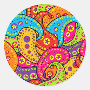 Boho Paisley Runder Aufkleber