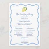 Boho Pale Blue Wavy Border Lemons Wedding Programm (Rückseite)