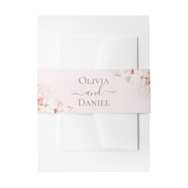 Boho Pale Pink Roses Wedding Einladung Bauch Band