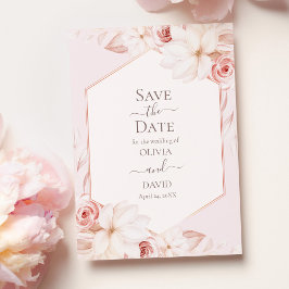 Boho Pale Roses Save the Date Karte