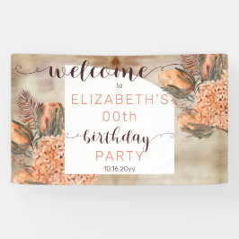 Boho Palm Blätter Hydrangea Geburtstagsparty Begrü Banner