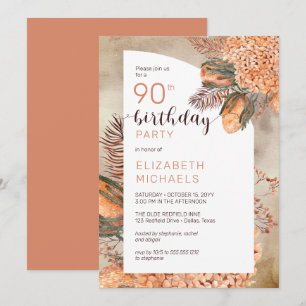 Boho Palm Blätter   Hydrangeas 90. Geburtstagspart Einladung