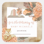 Boho Palm Blätter |Hydrangeas Baby Dusche Buchzeic Quadratischer Aufkleber (Vorderseite)